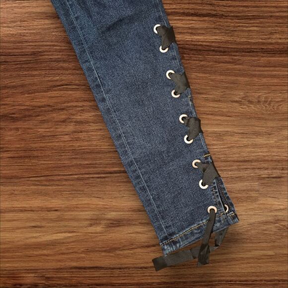 Venus Denim Lace Up Jeg Skinny Jeans - Picture 2 of 6